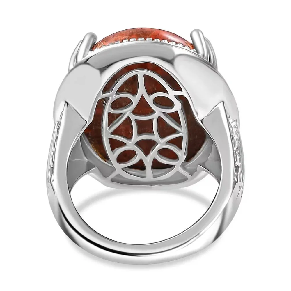 NWT Karis Poppy Jasper 20.90 ctw‎ Solitaire Ring Platinum Bond Size 10